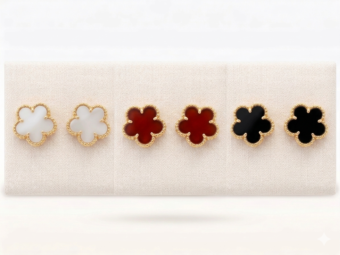 Flower Trébol 5 Leaves Studs