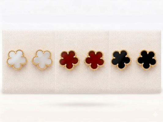 Flower Trébol 5 Leaves Studs